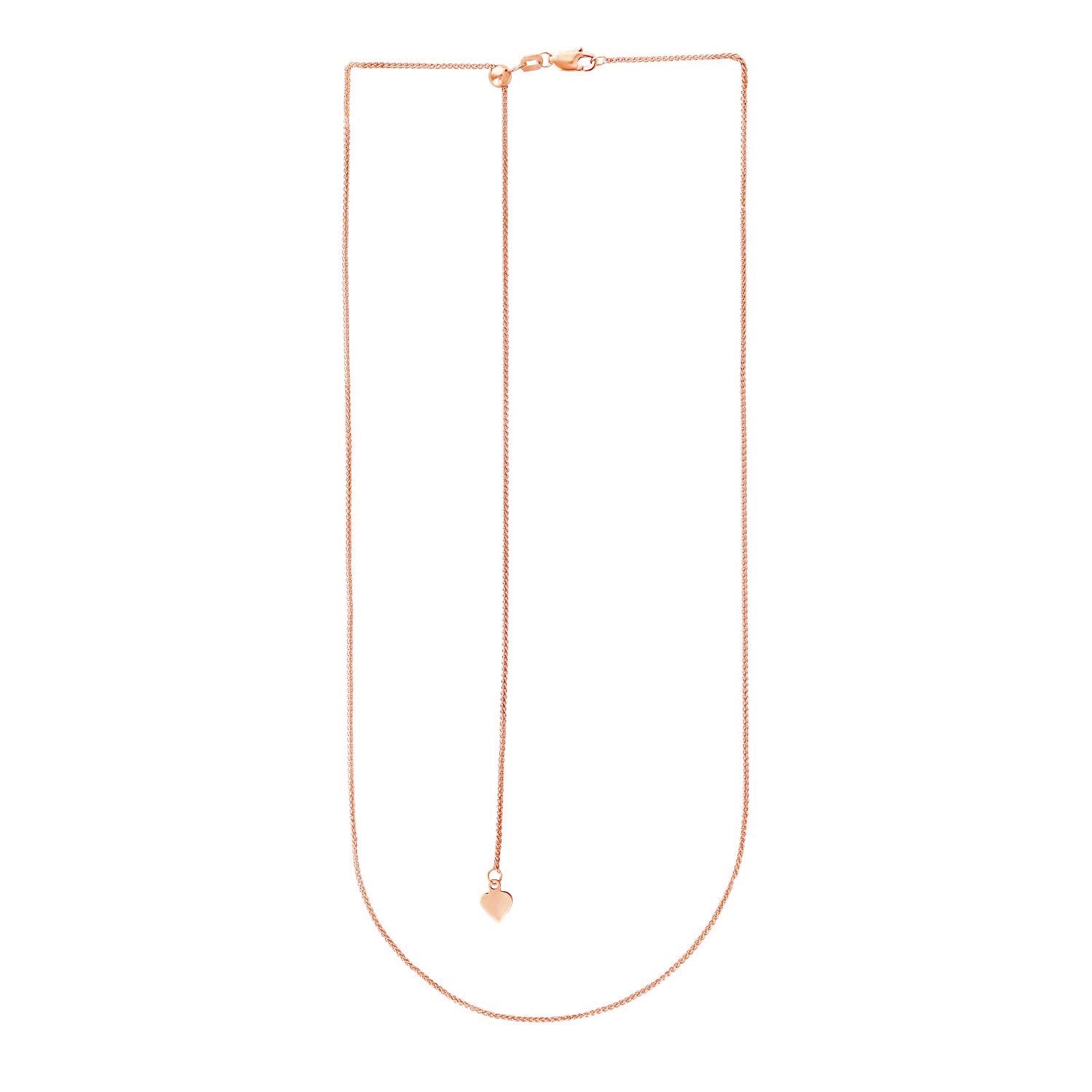 14k Rose Gold Adjustable Wheat Chain (1.00 mm)