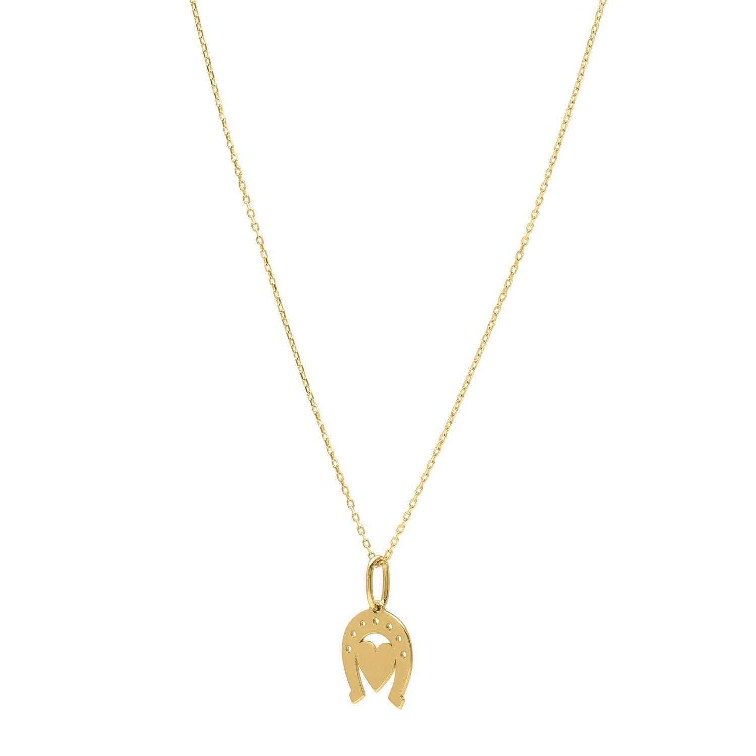 Heart and Horse Necklace in 14K Yellow Gold