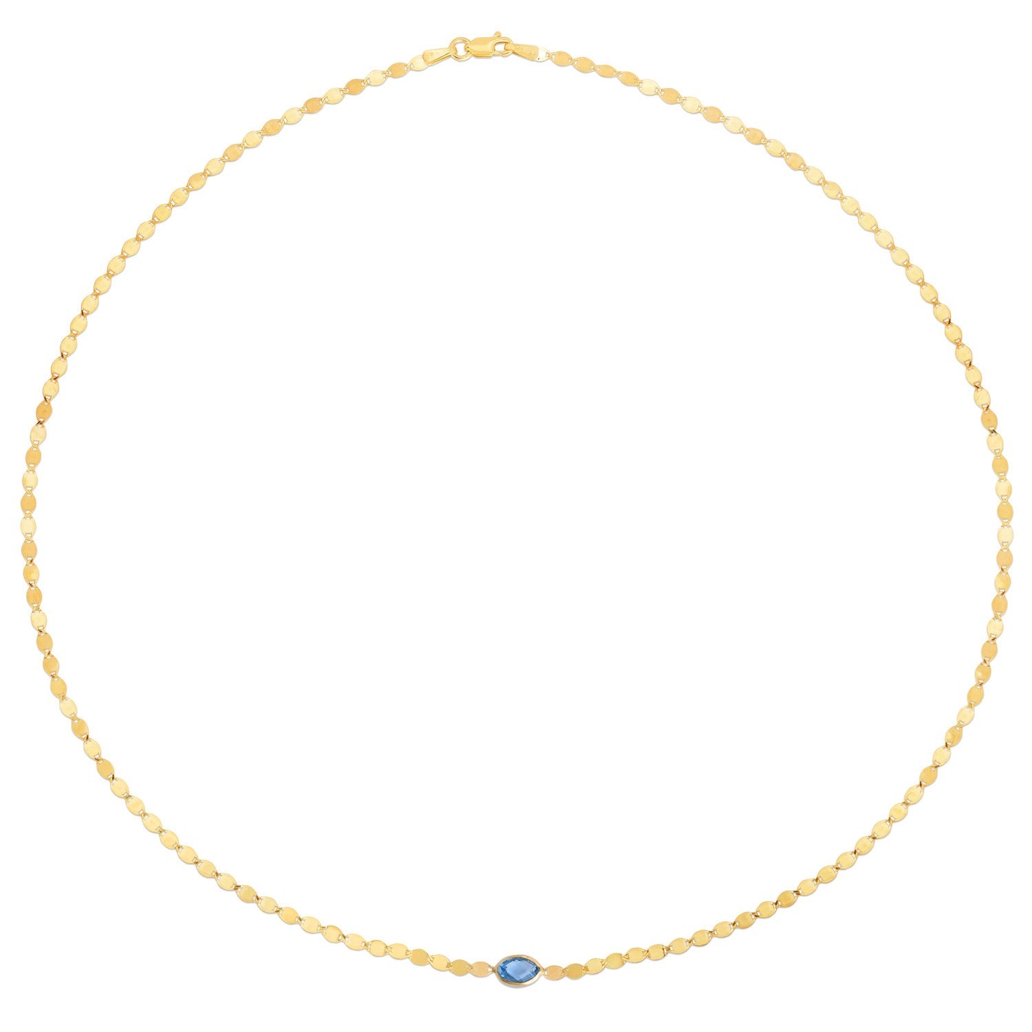 14K Yellow Gold Blue Topaz Mirrored Chain (2.20 mm)