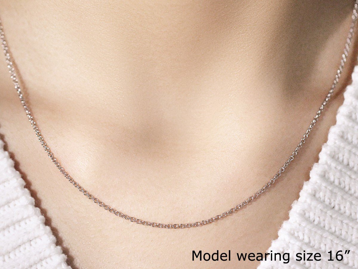 14k White Gold Round Cable Link Chain (1.50 mm) - Lindove