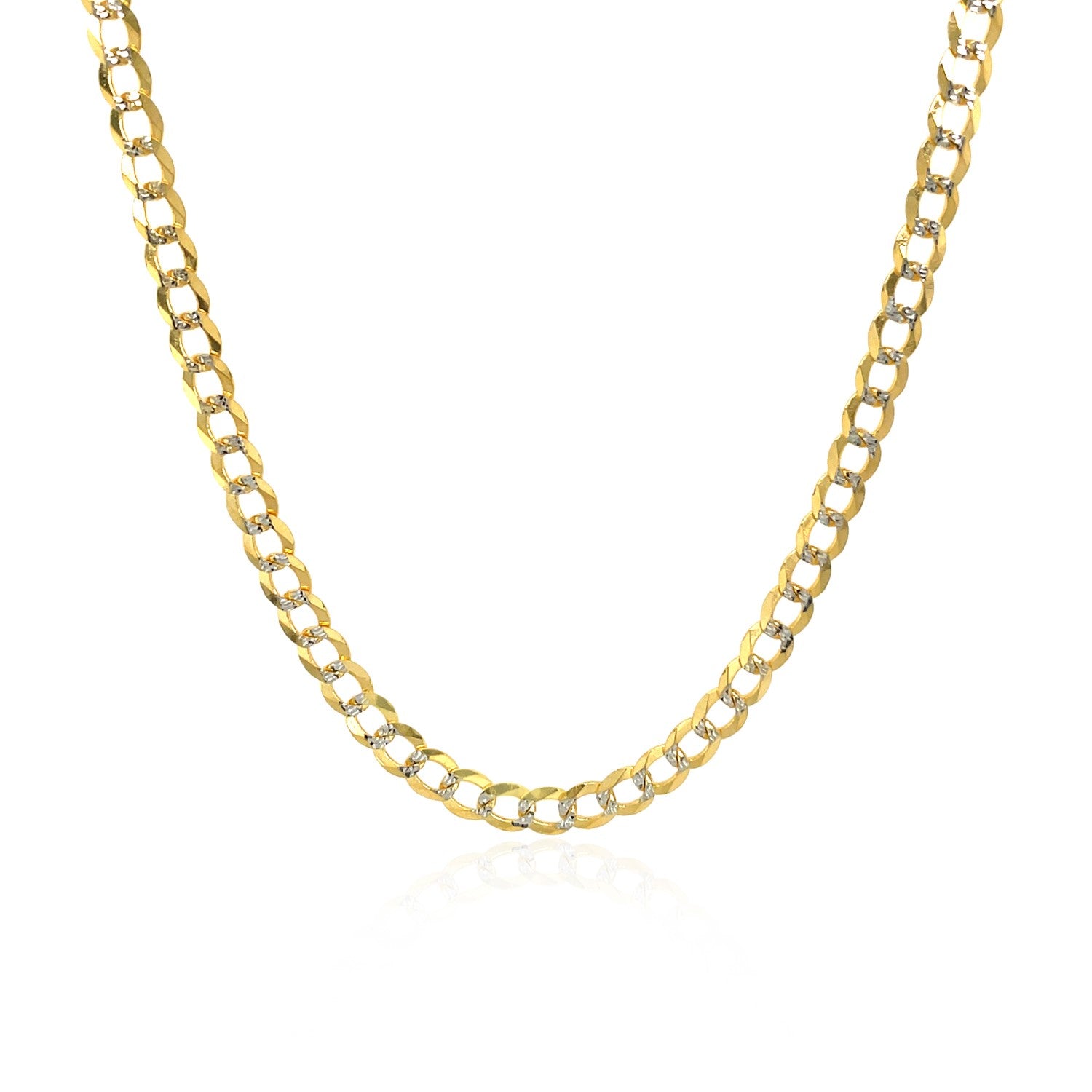 14k Two Tone Gold Pave Curb Chain (3.20 mm)