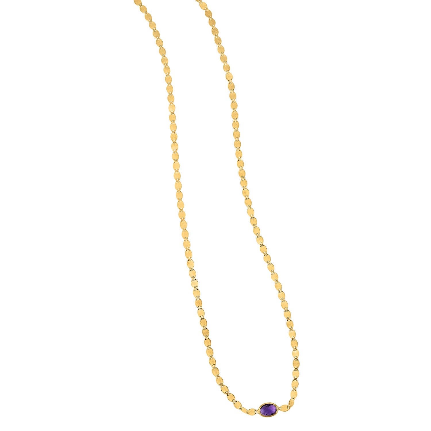 14K Yellow Gold Amethyst Mirrored Chain (2.20 mm)