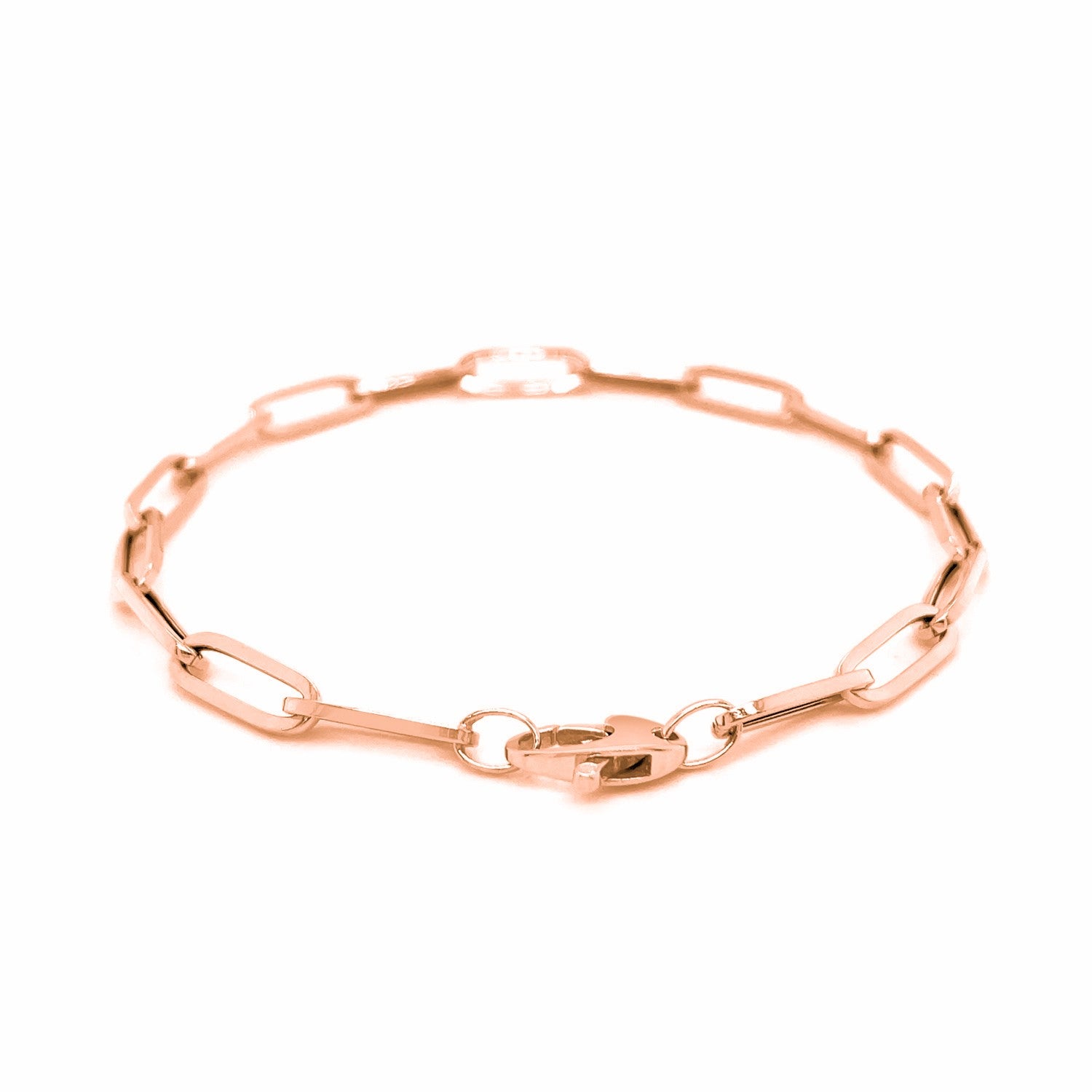 14K Rose Gold Bold Paperclip Chain Bracelet (4.20 mm)