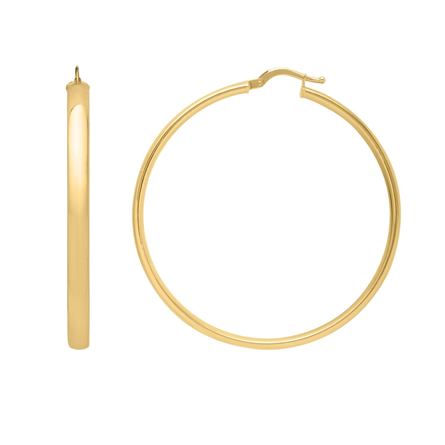 Large Wedding Hoop Earrings in 14K Yellow Gold - Lindove