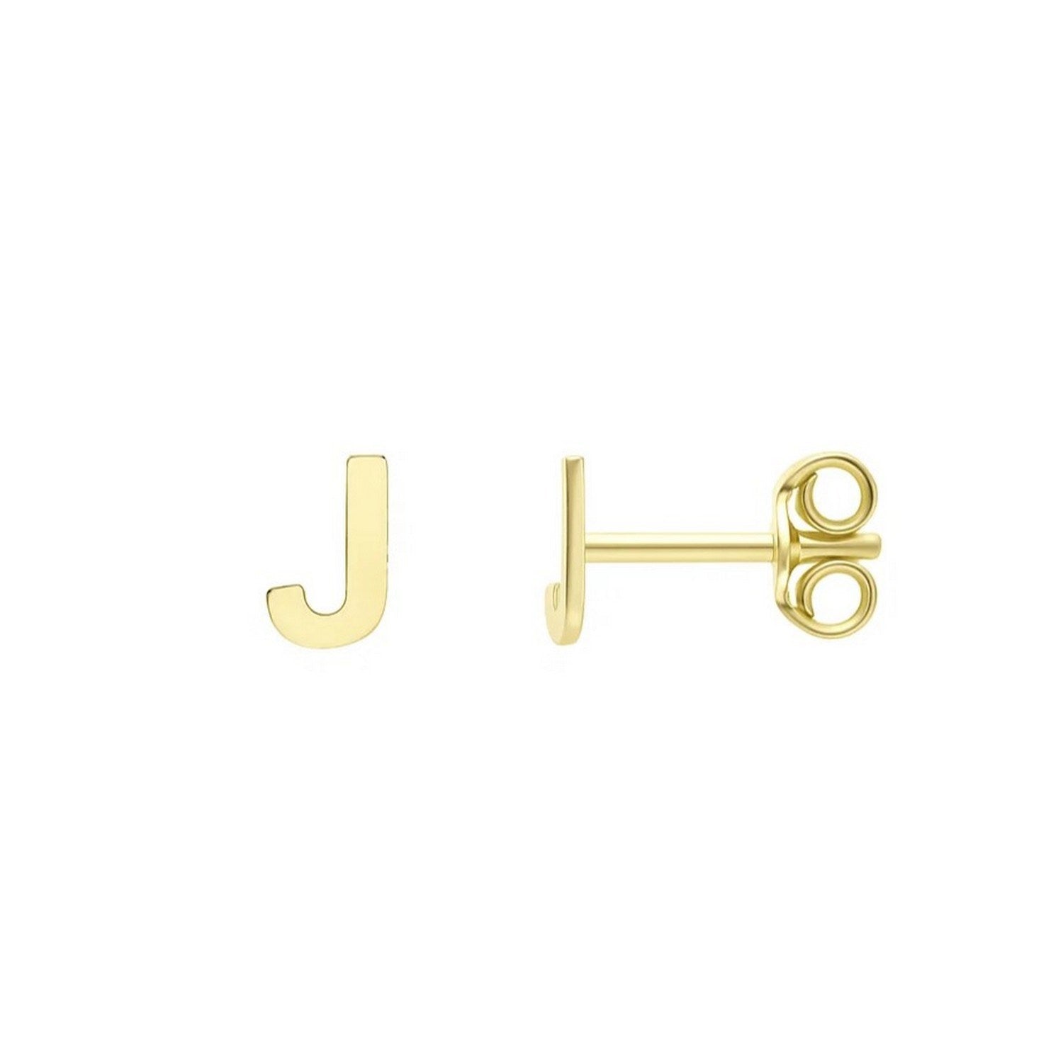 14K Yellow Gold Yours Truly Initial J Stud Earrings