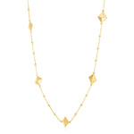 14k Yellow Gold High Polish Pyramid Station Necklace - Lindove
