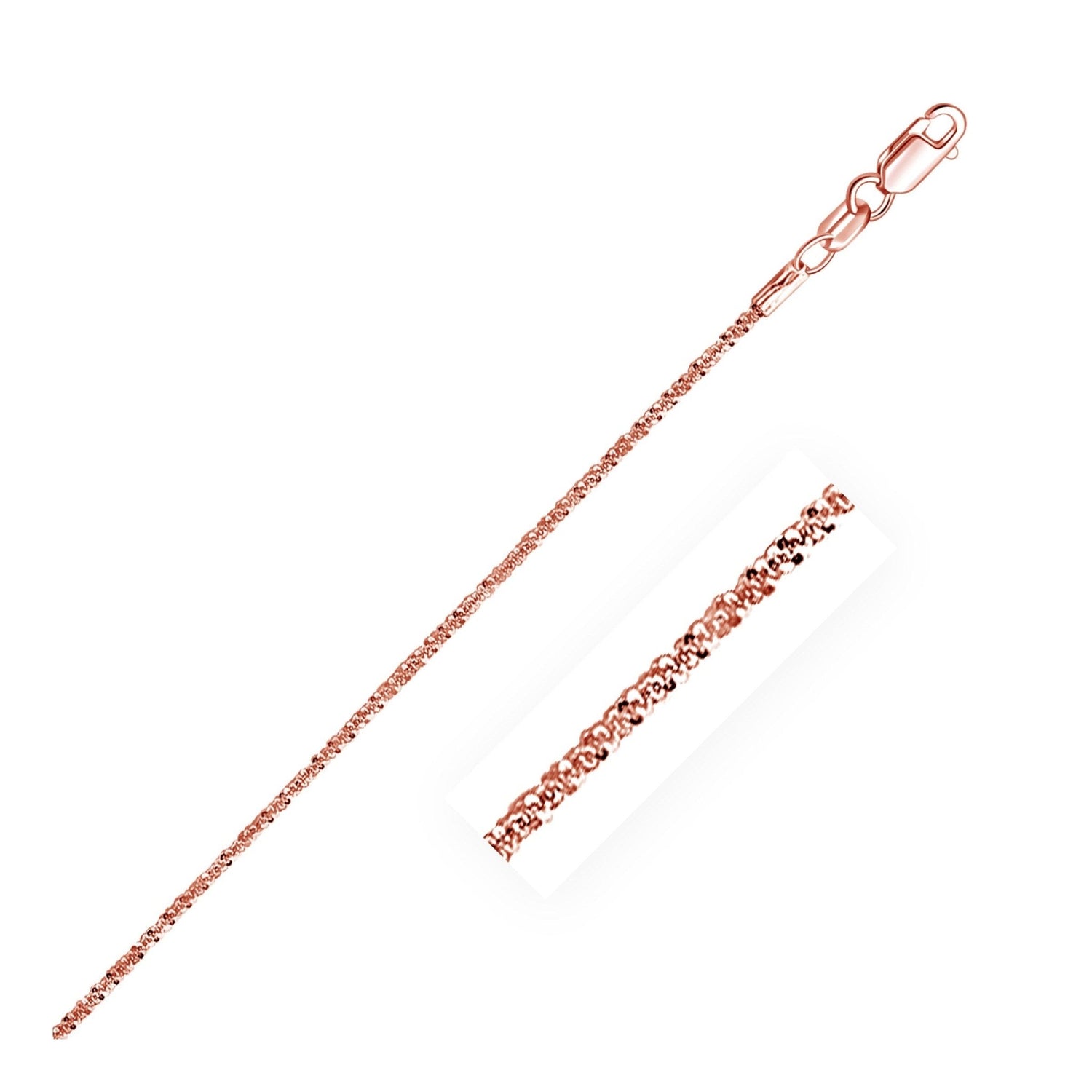 1.5mm 14K Rose Gold Sparkle Chain - Lindove