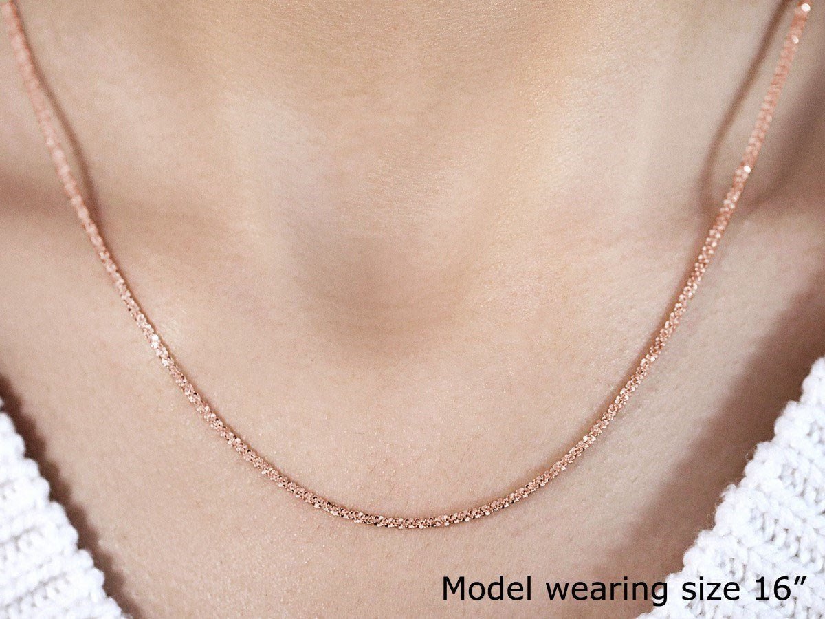 1.50 mm 14K Rose Gold Sparkle Chain - Lindove