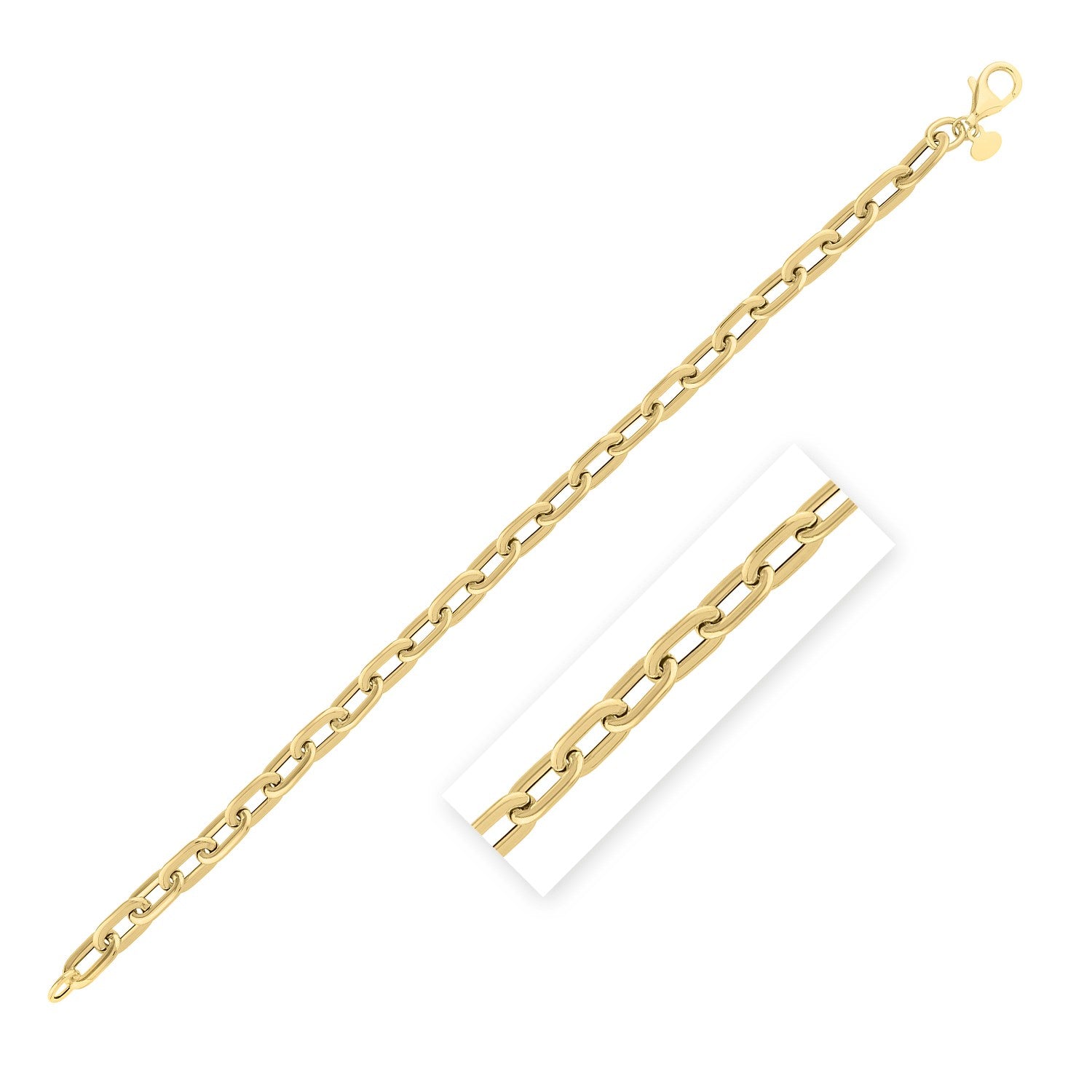 14k Yellow Gold Oval Domed Paperclip Chain Bracelet (5.30 mm)