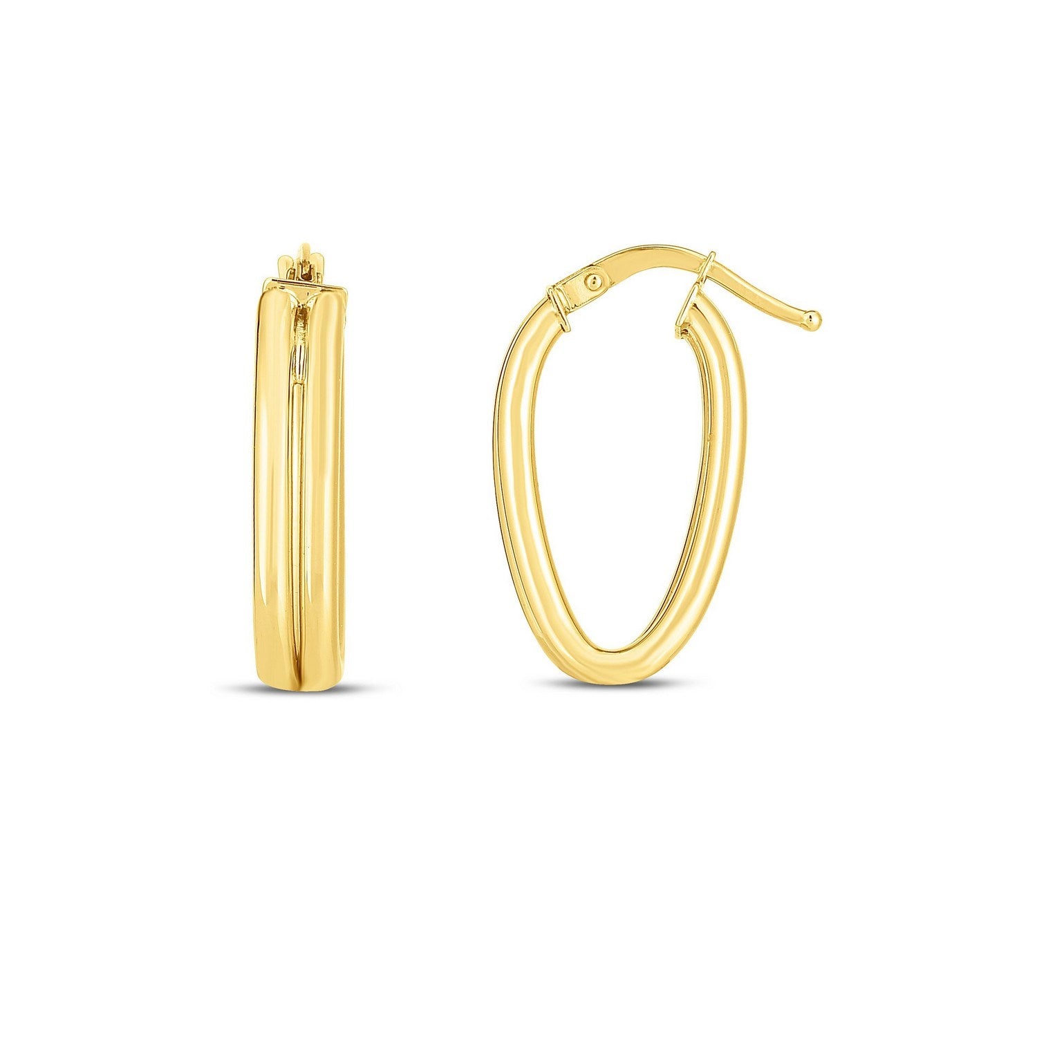 14K Yellow Gold Double Oval Hoop Earrings