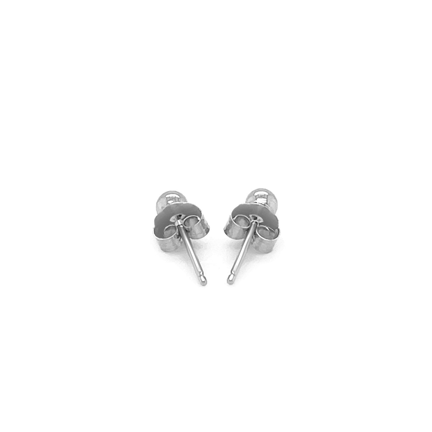 14k White Gold Spherical Stud Earrings (3mm)