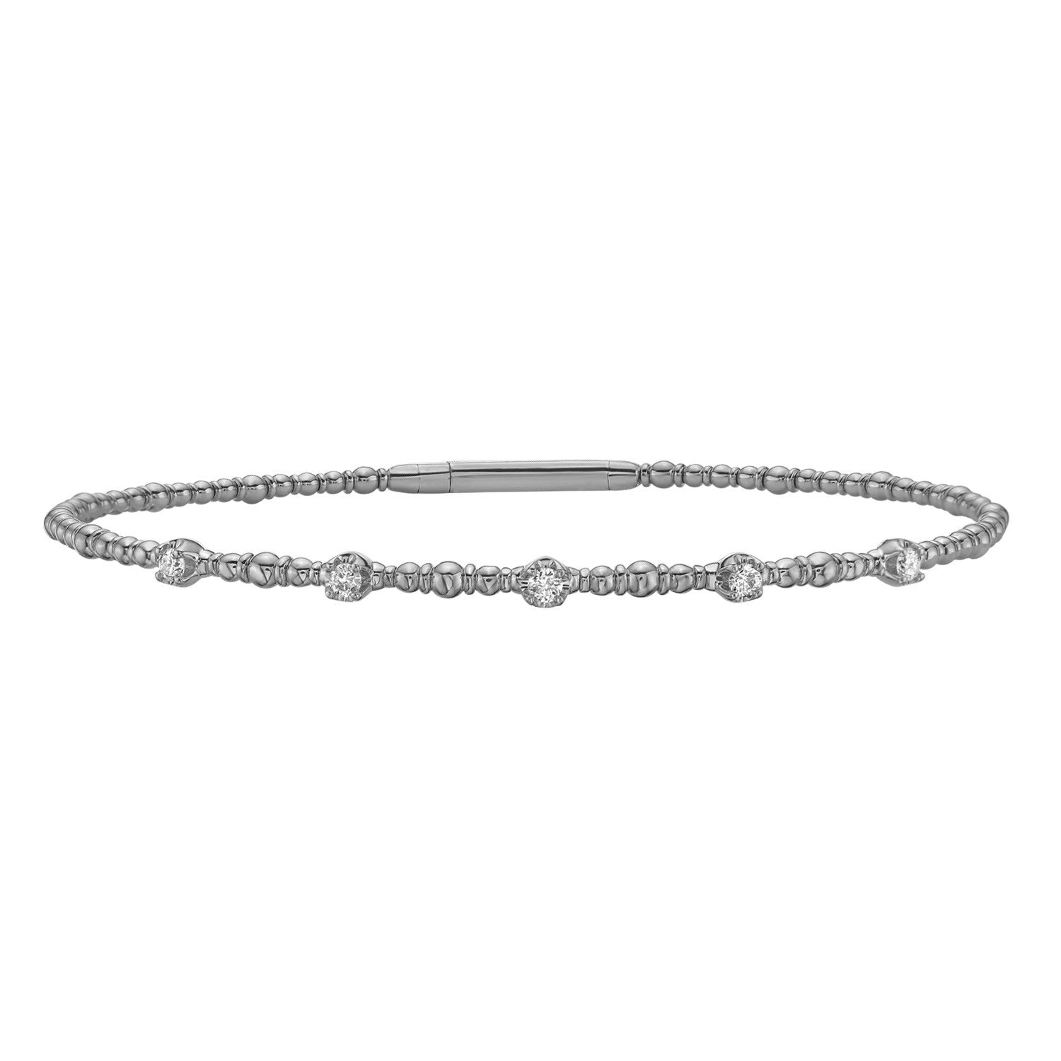 Classic 14K White Gold Beaded Bracelet