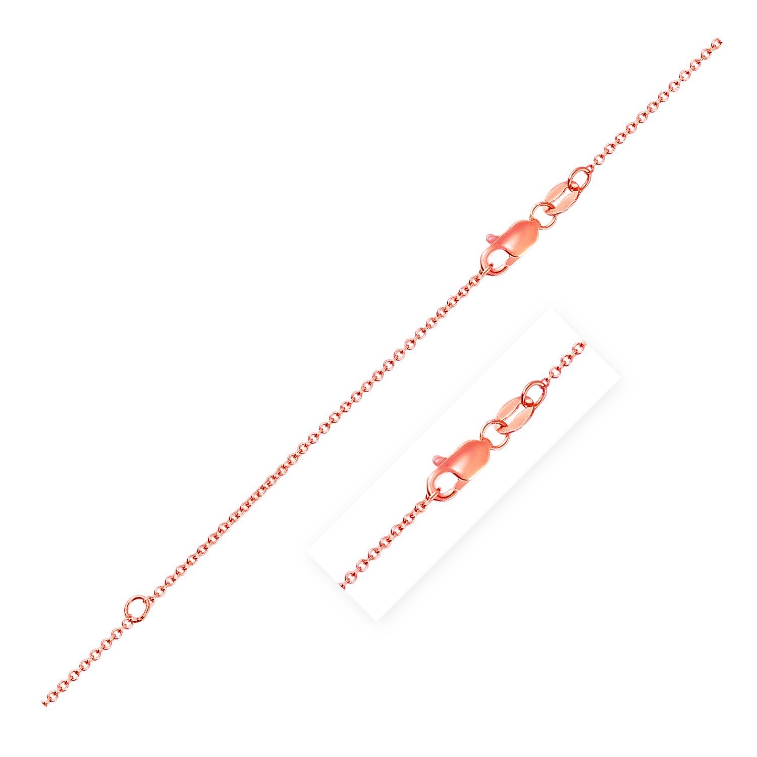 Extendable Cable Chain in 18k Rose Gold (1.00 mm)