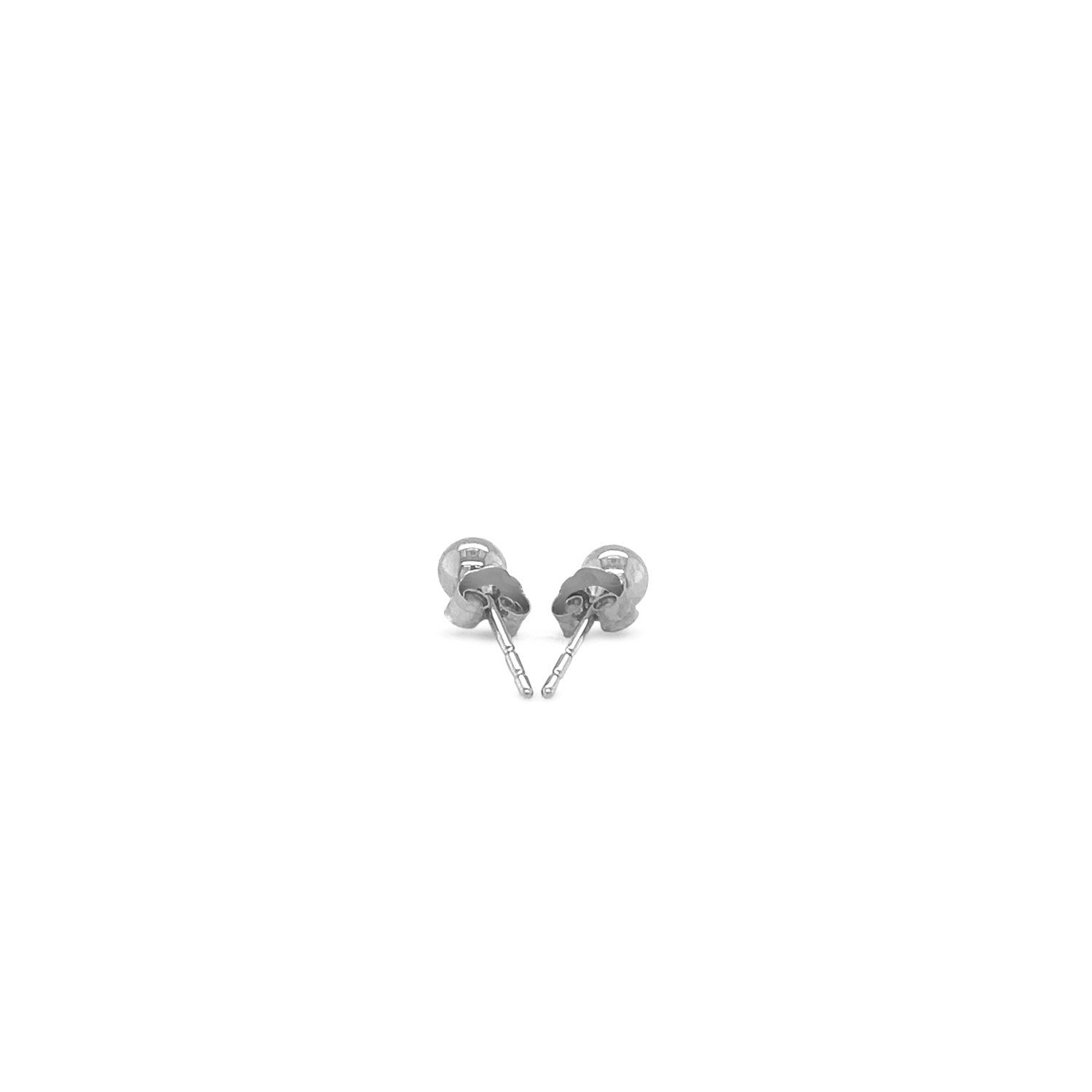 14k White Gold Round Stud Earrings (4mm)