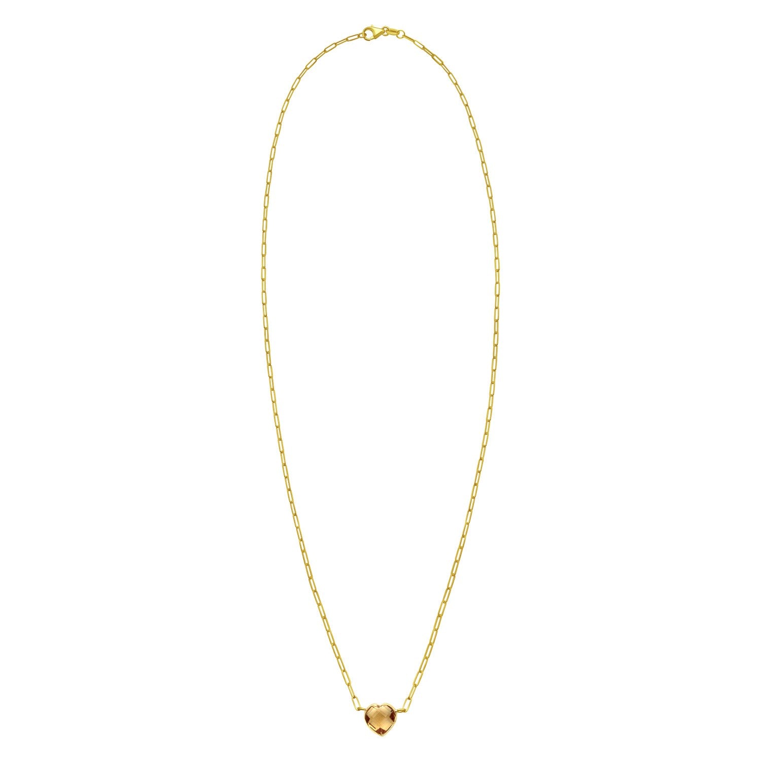 14K Yellow Gold Citrine Heart Necklace (1.50 mm)