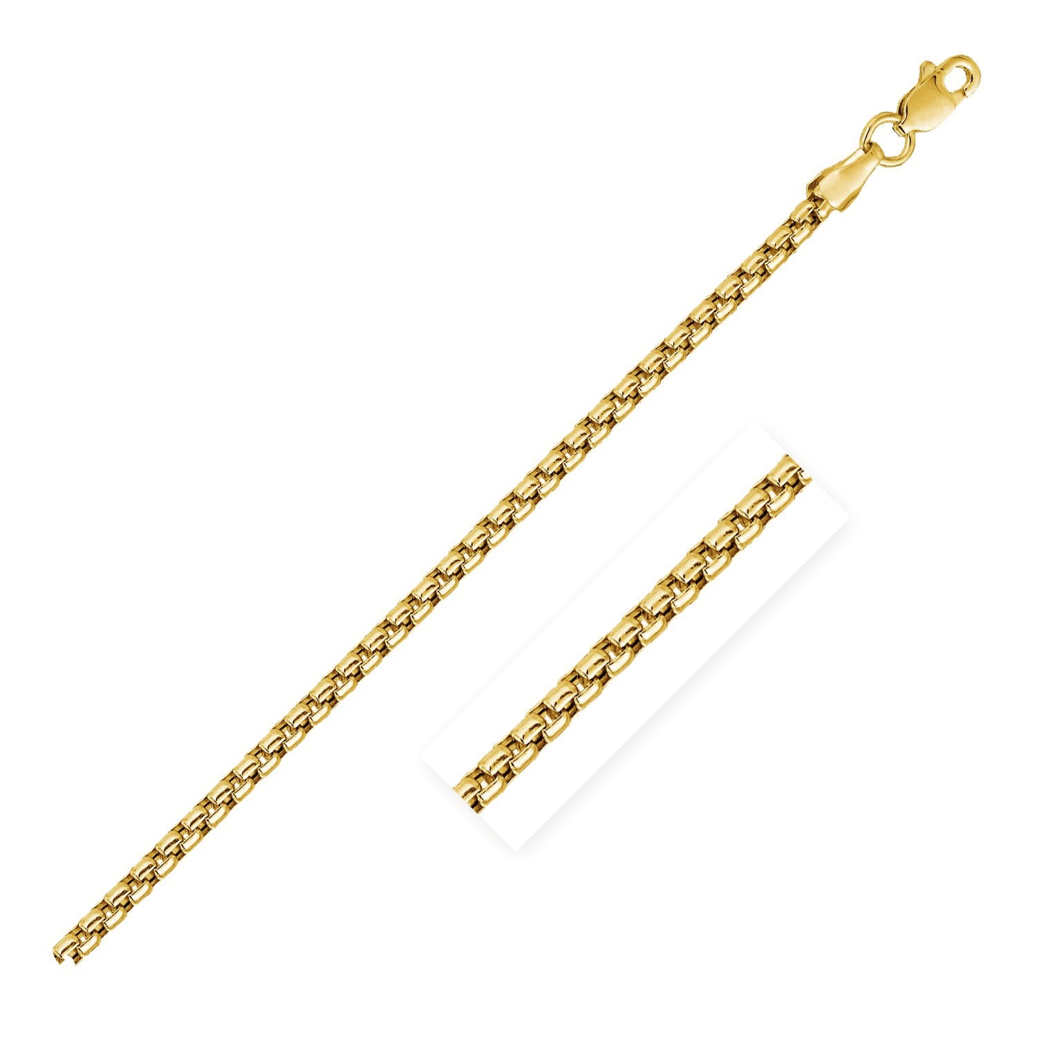 14k Yellow Gold Solid Round Box Chain (2.50 mm)