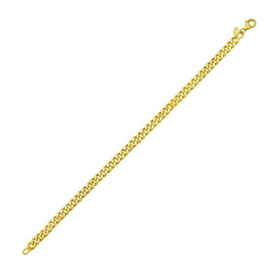 14K Yellow Gold Petite Faceted Cuban Link Chain Bracelet (4.50 mm)