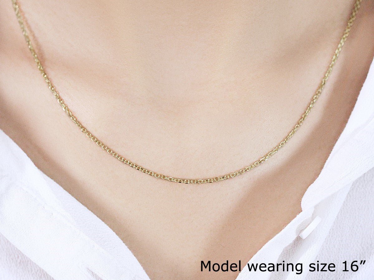 18k Yellow Gold Diamond Cut Cable Link Chain (1.50 mm) - Lindove