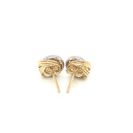 14k Two - Tone Gold Multi - Textured Open Circle Style Entwined Earrings - Lindove