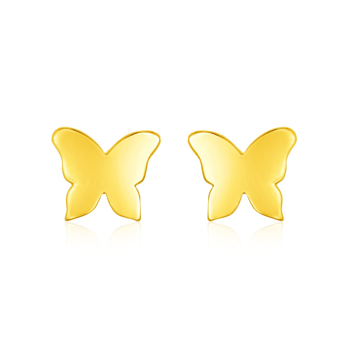 14k Yellow Gold Polished Butterfly Post Earrings - Lindove