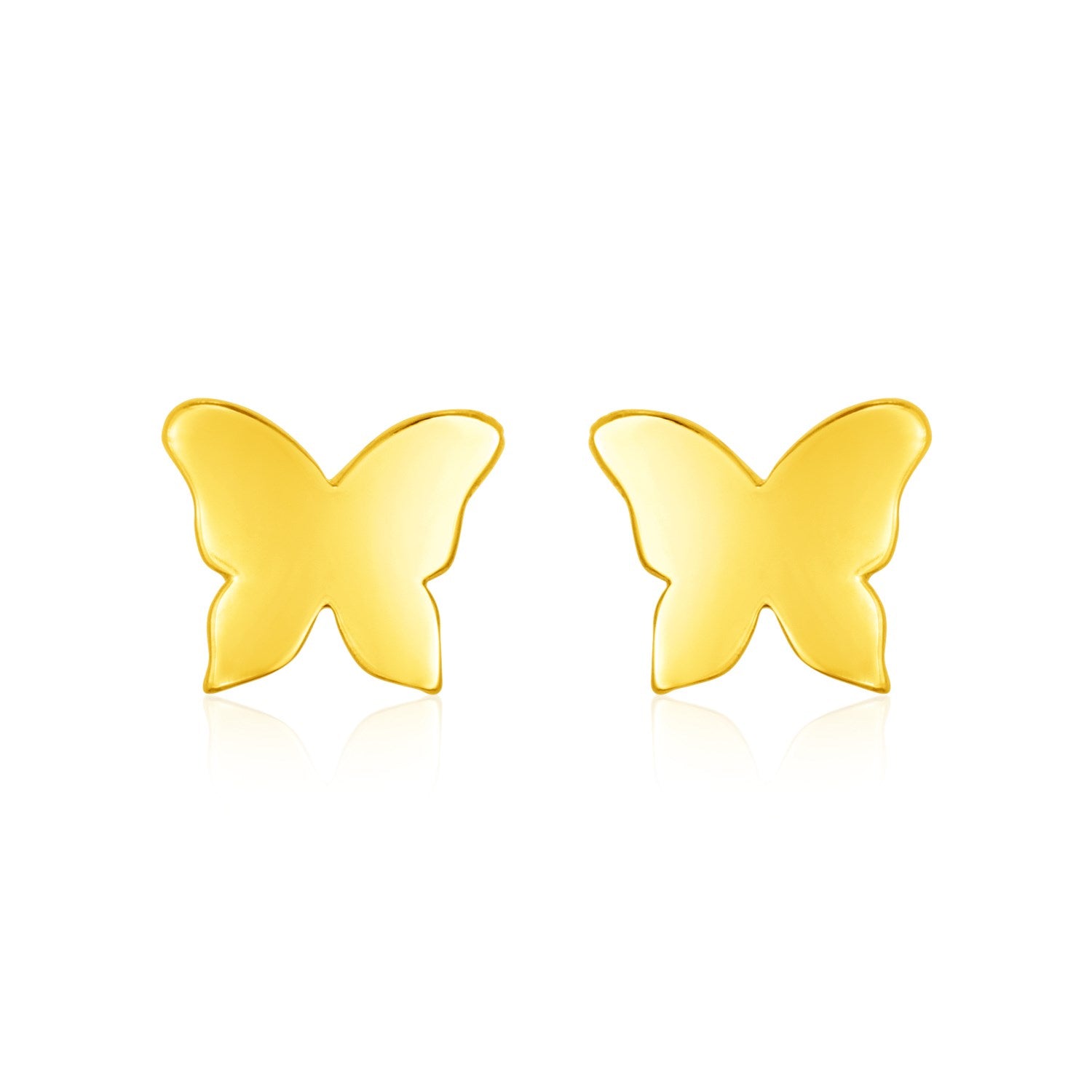 14k Yellow Gold Polished Butterfly Post Earrings - Lindove