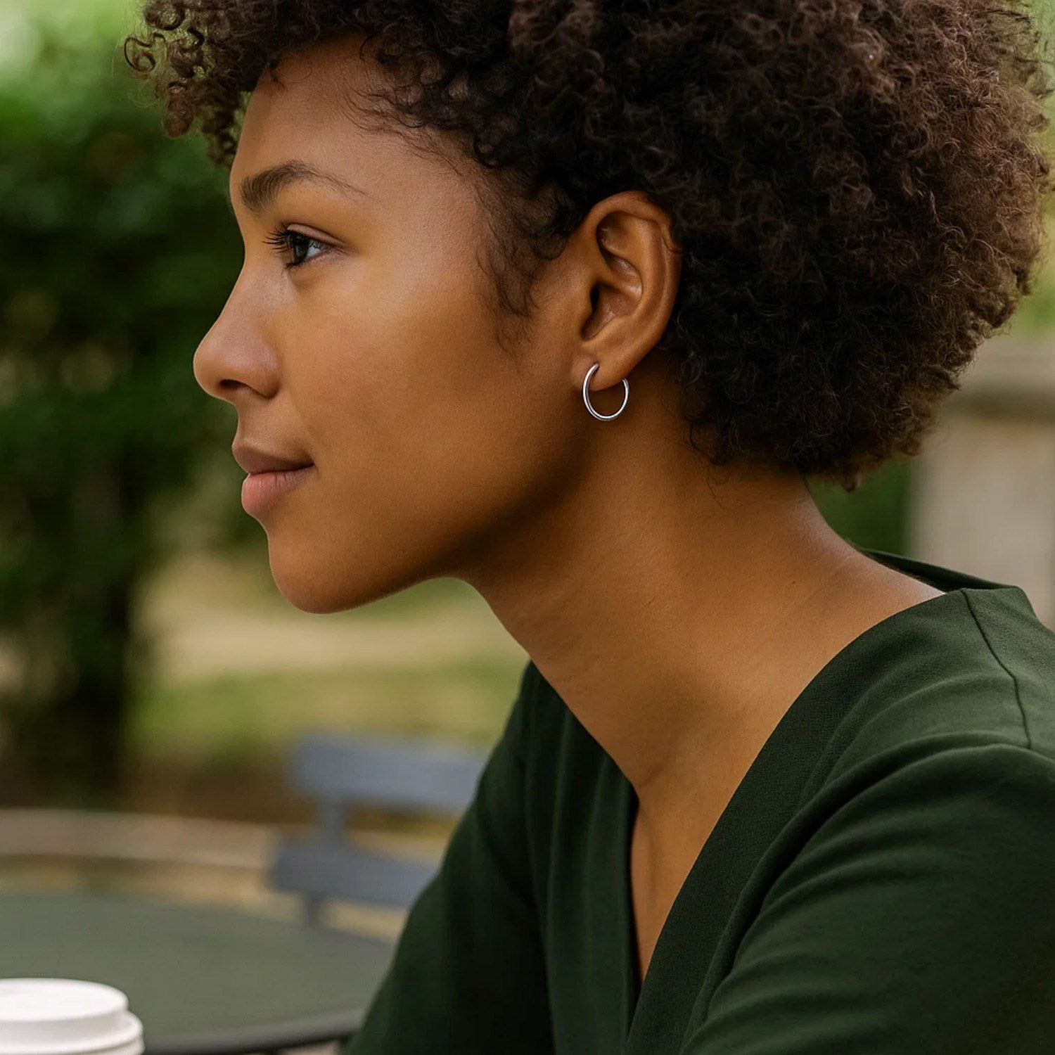 14K White Gold Endless Hoop Earrings