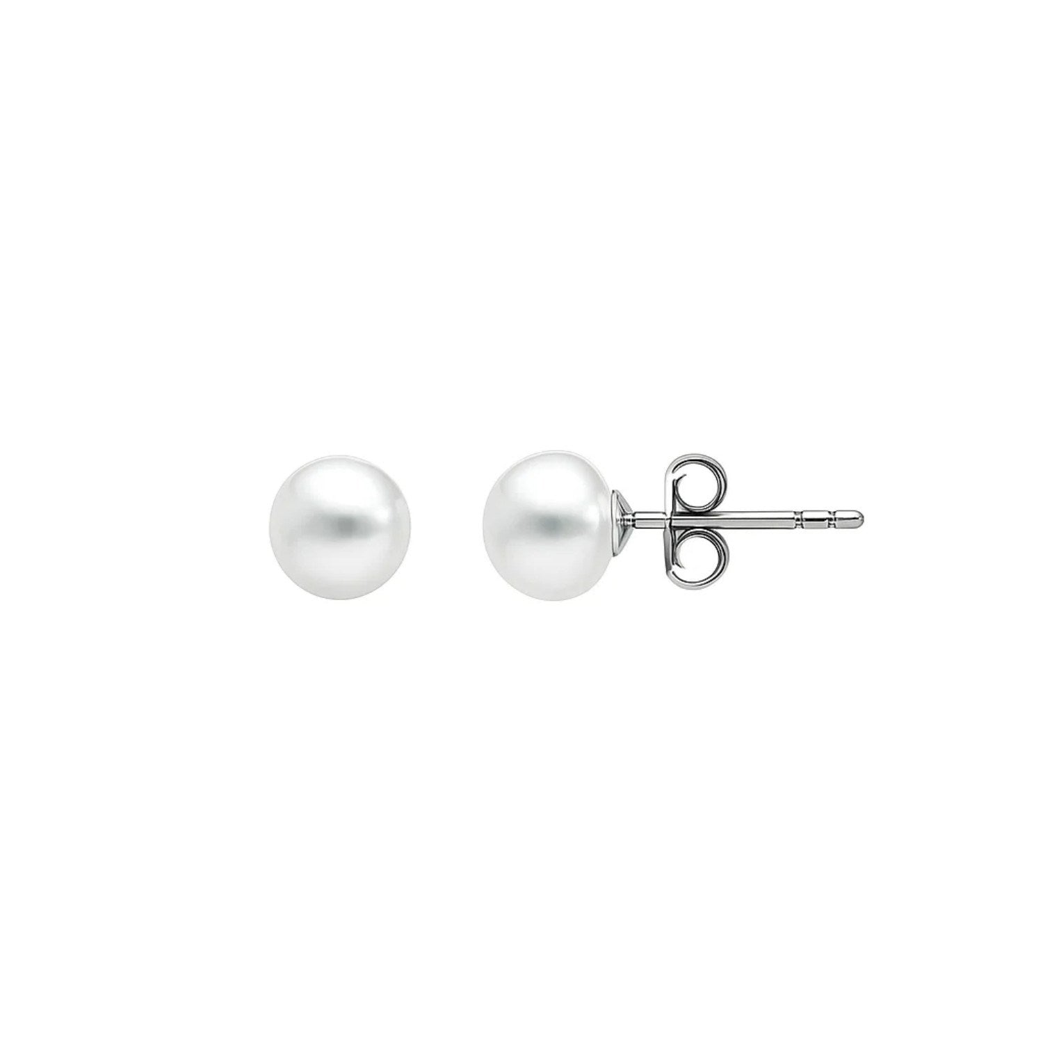 White Freshwater Cultured Pearl Stud Earrings in 14K White Gold (4.00 mm)