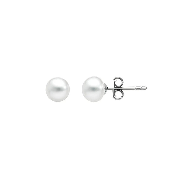 White Freshwater Cultured Pearl Stud Earrings in 14K White Gold (4.00 mm)