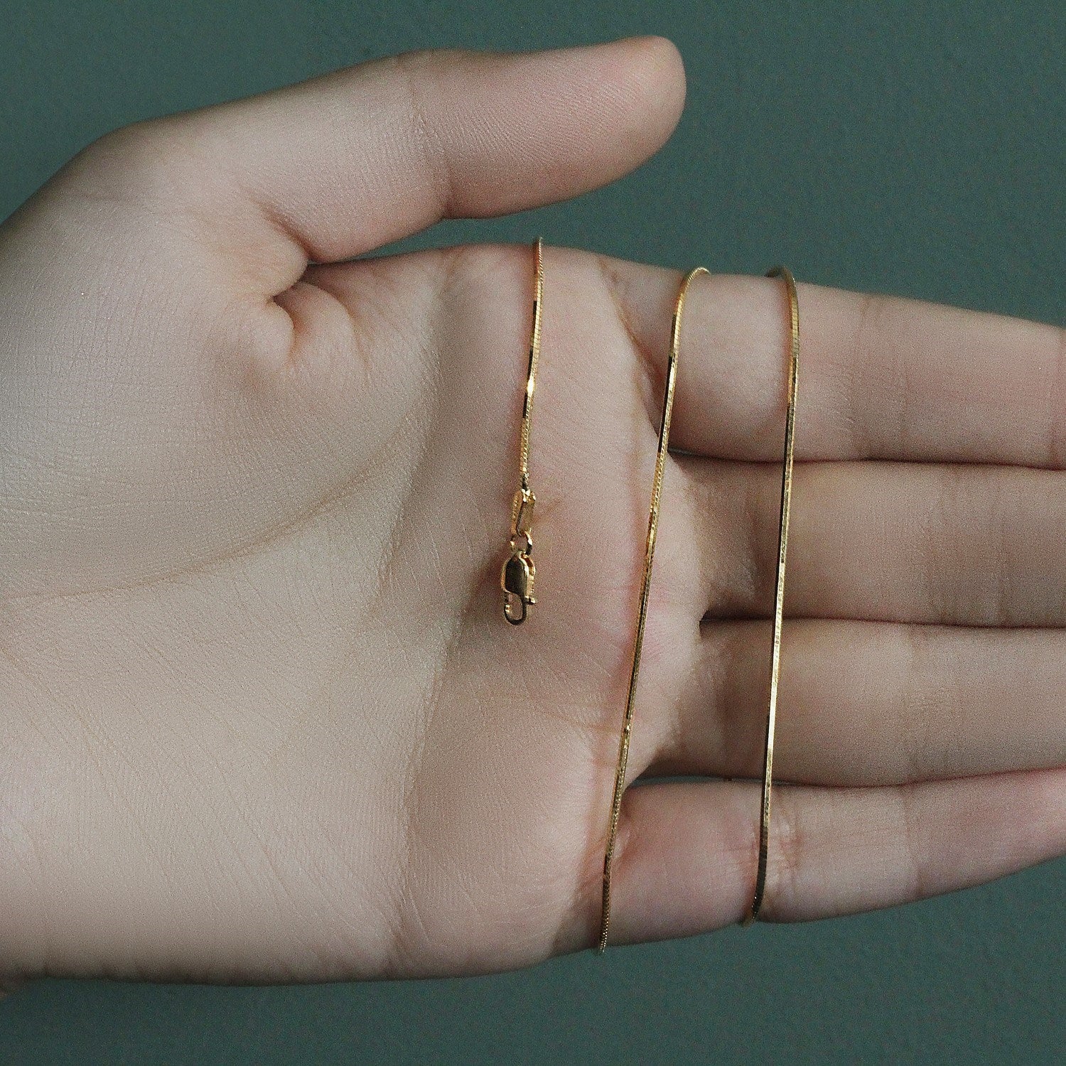 1.0mm 14K Yellow Gold Octagonal Shiny Snake Chain - Lindove