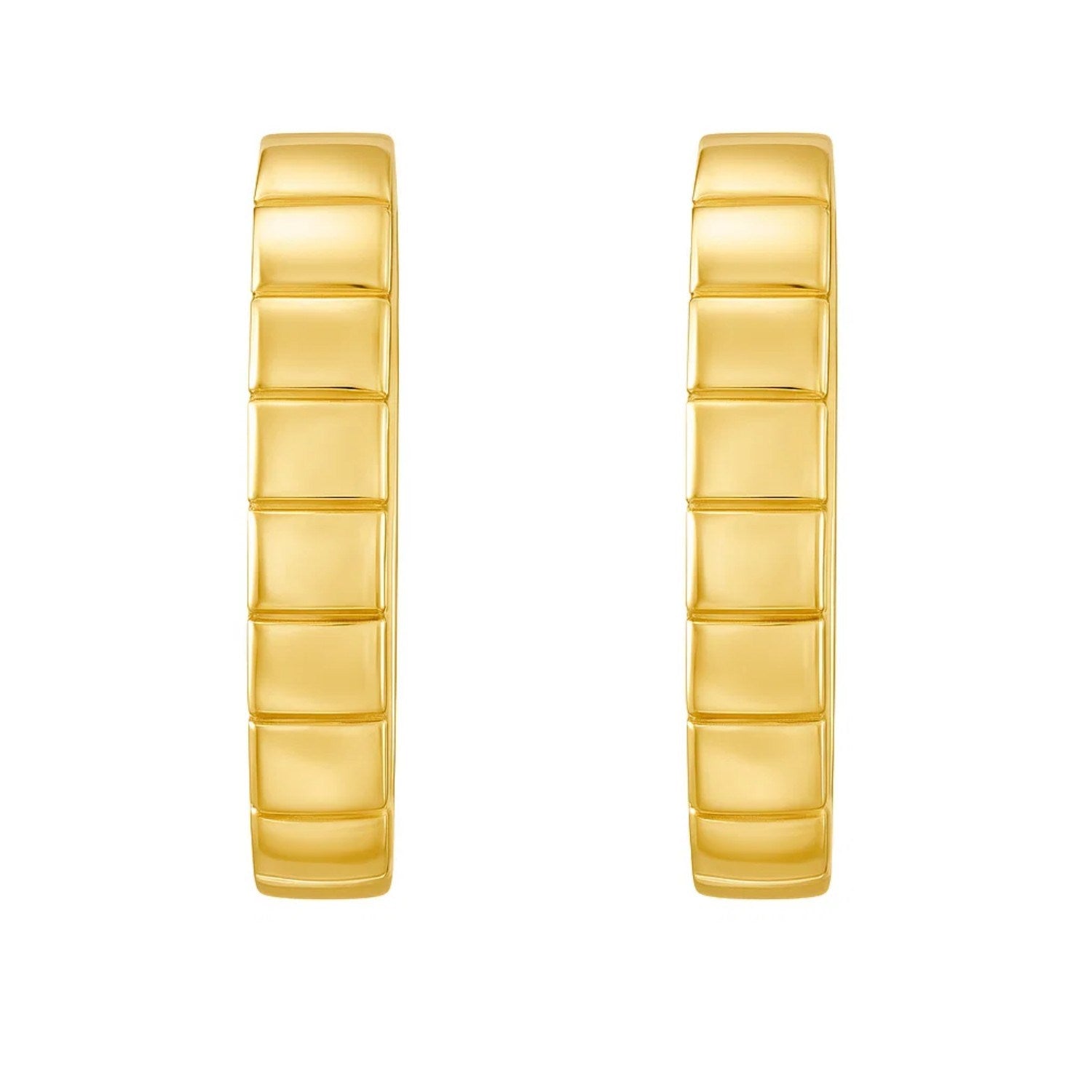 14K Yellow Gold Fancy Oval Hoop Earrings