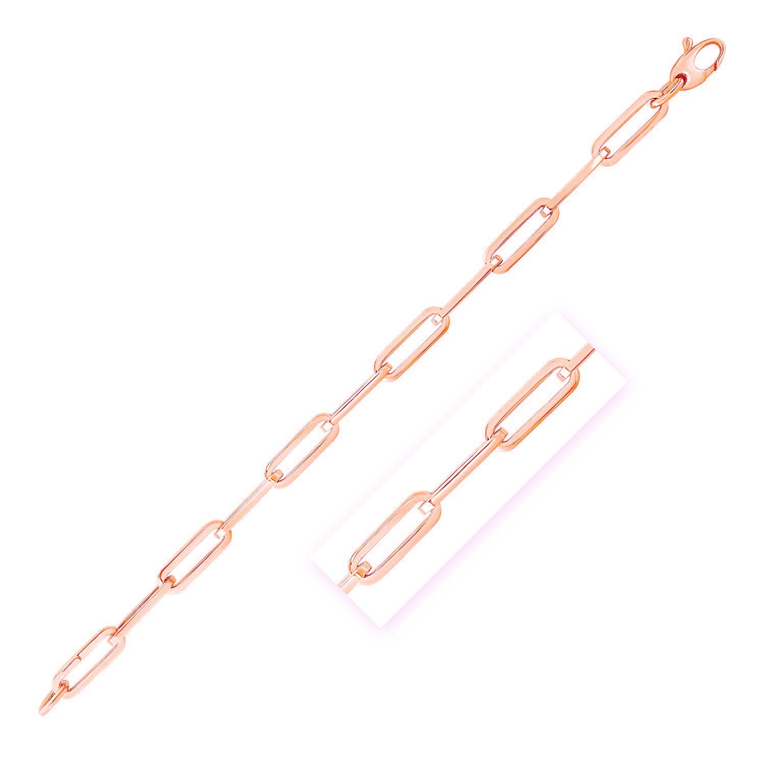 14K Rose Gold Wide Paperclip Chain (6.10 mm)