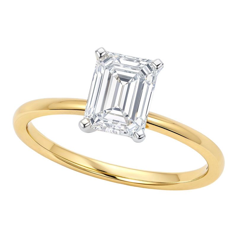 3 Carat Emerald Lab Grown IGI G/VS1 Diamond Solitaire Ring in 14