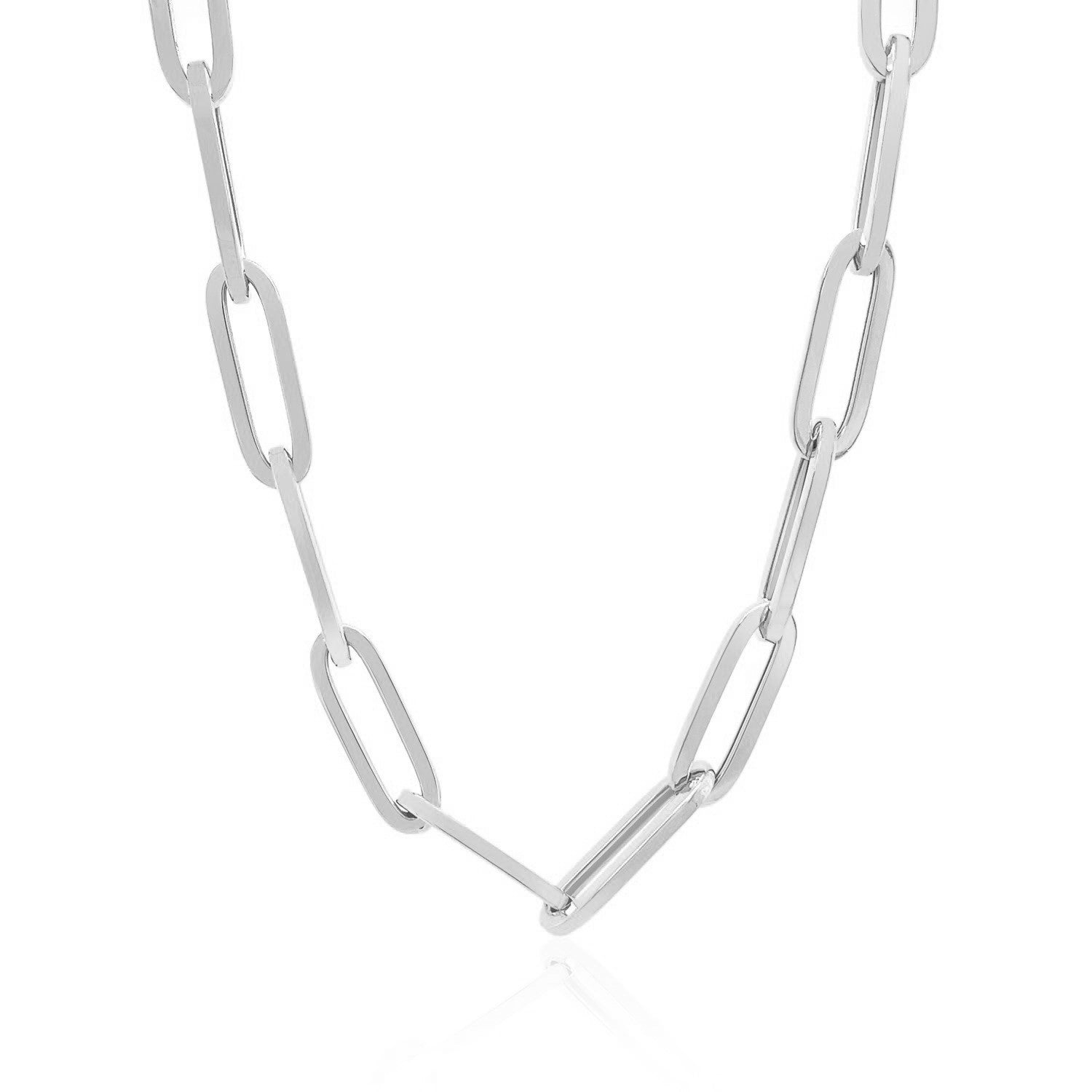 14K White Gold Wide Paperclip Chain (6.10 mm)