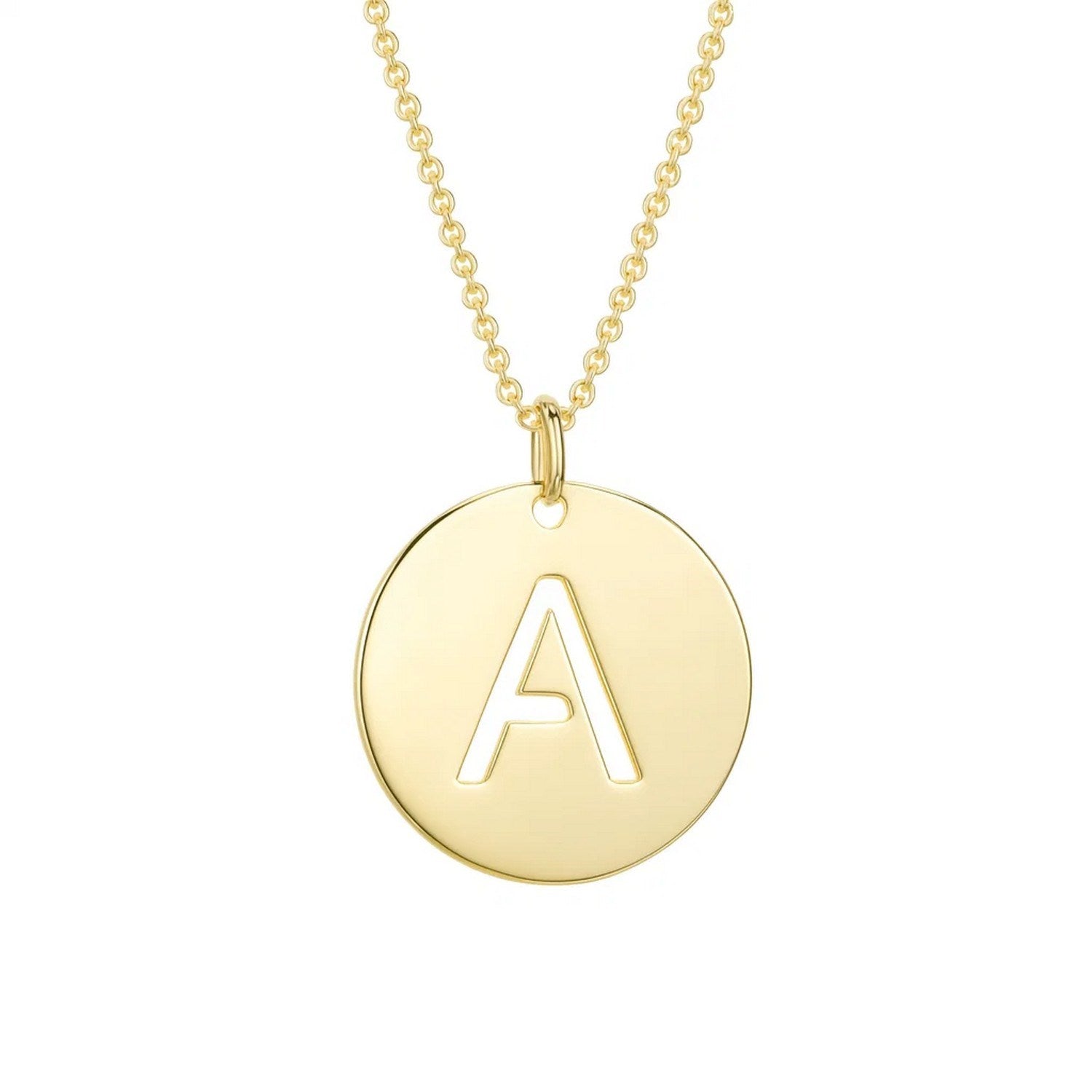 14K Yellow Gold Disc Initial Pendant