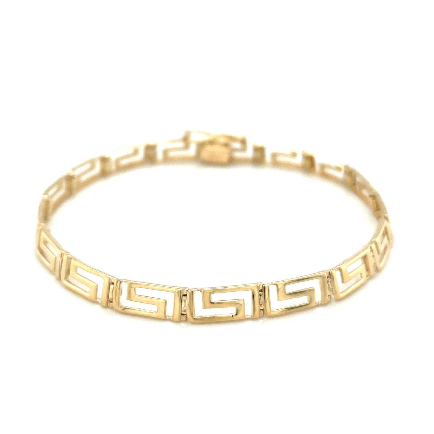 14k Yellow Gold Fancy Greek Key Motif Bracelet (6.35 mm)