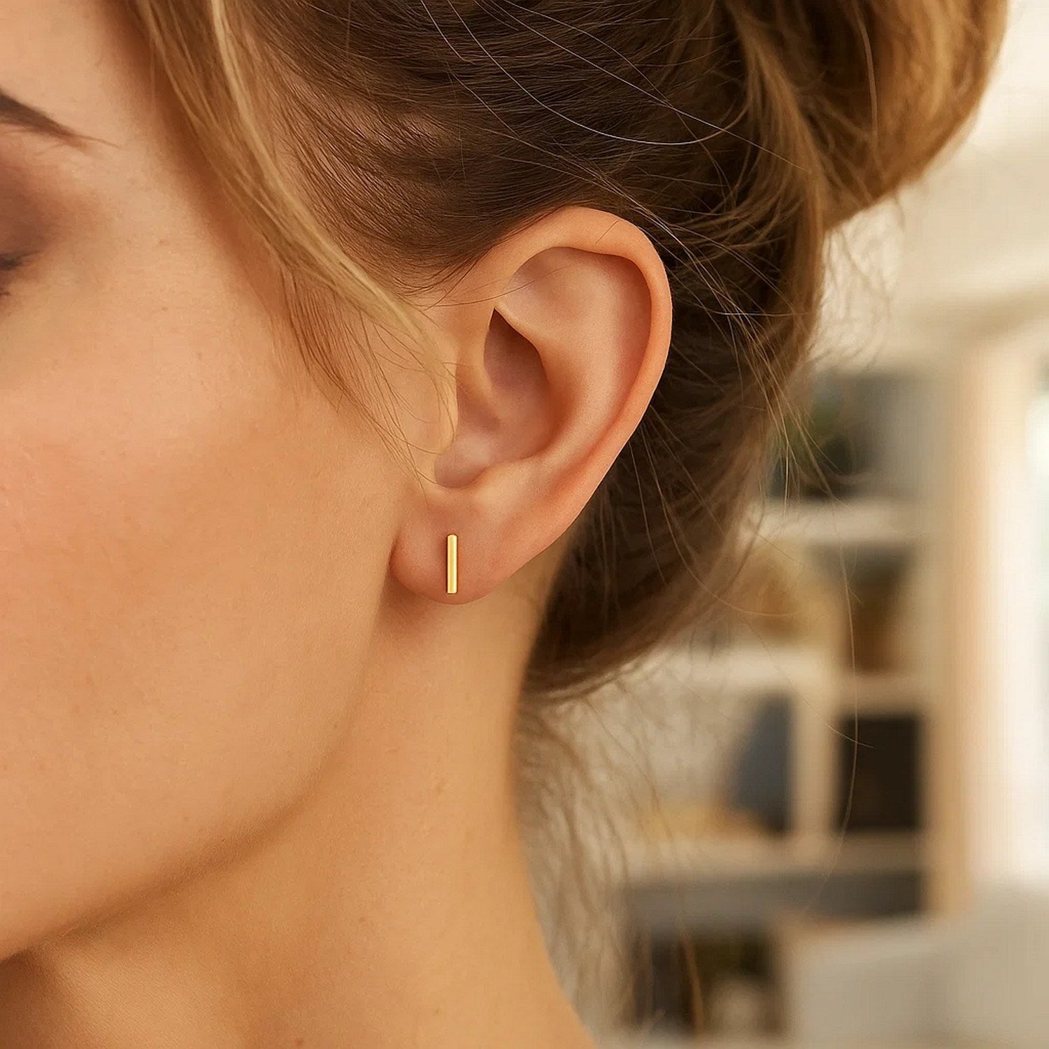 14K Yellow Gold Yours Truly Initial I Stud Earrings