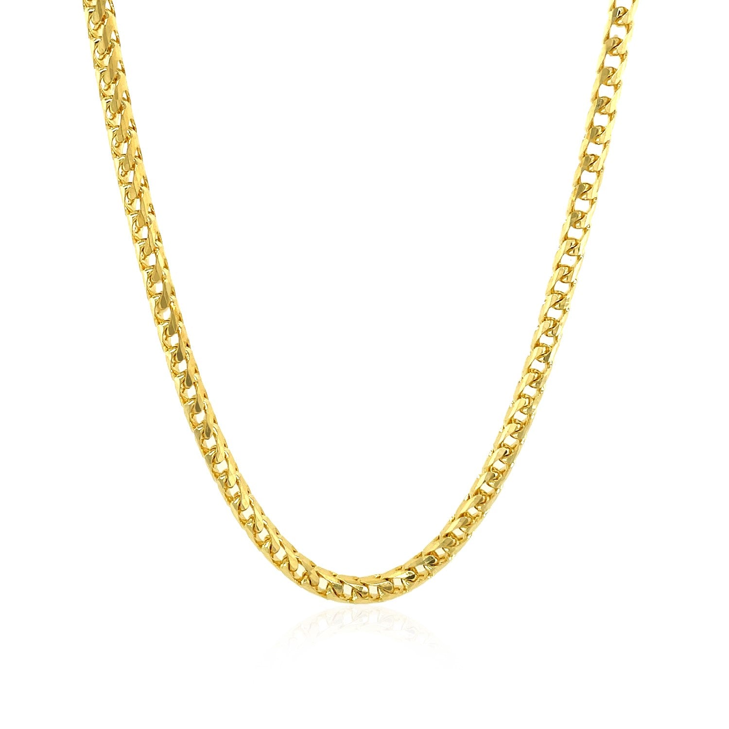 14k Yellow Solid Gold Diamond Cut Round Franco Chain (3.10 mm)