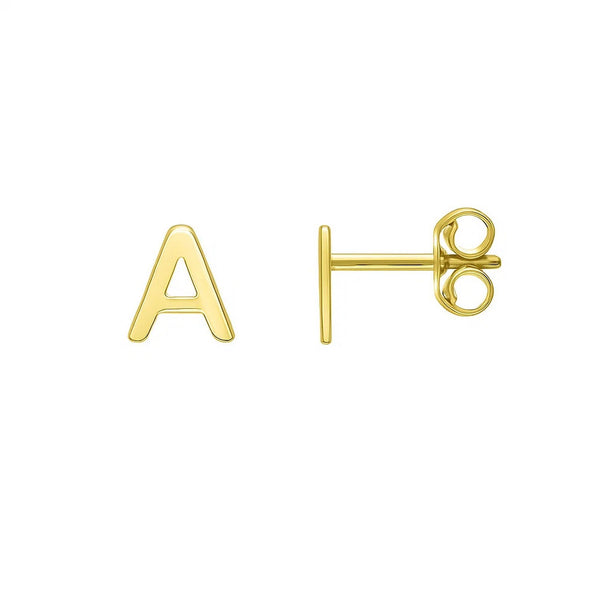14K Yellow Gold Yours Truly Initial Stud Earrings