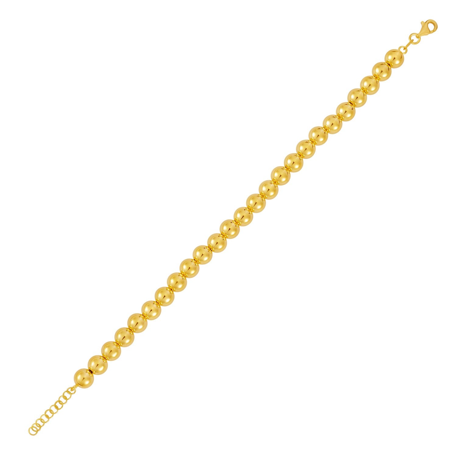 Polished 7mm Bead Bracelet in 14K Yellow Gold