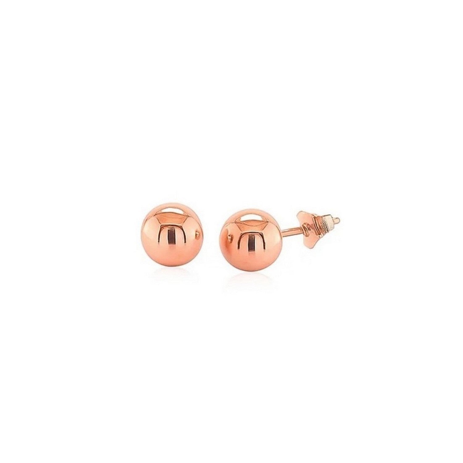 Classic Round Stud Earrings in 14k Rose Gold (7.00 mm)