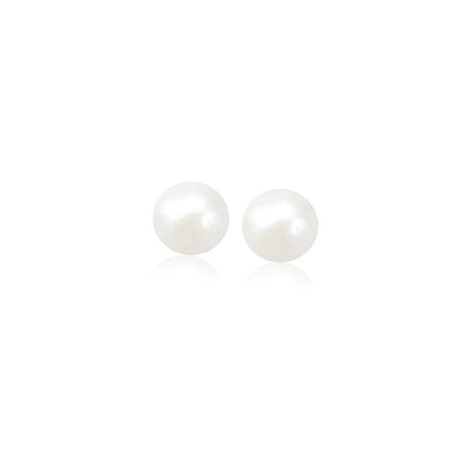 Yellow Gold Freshwater Cultured White Pearl Stud Earrings