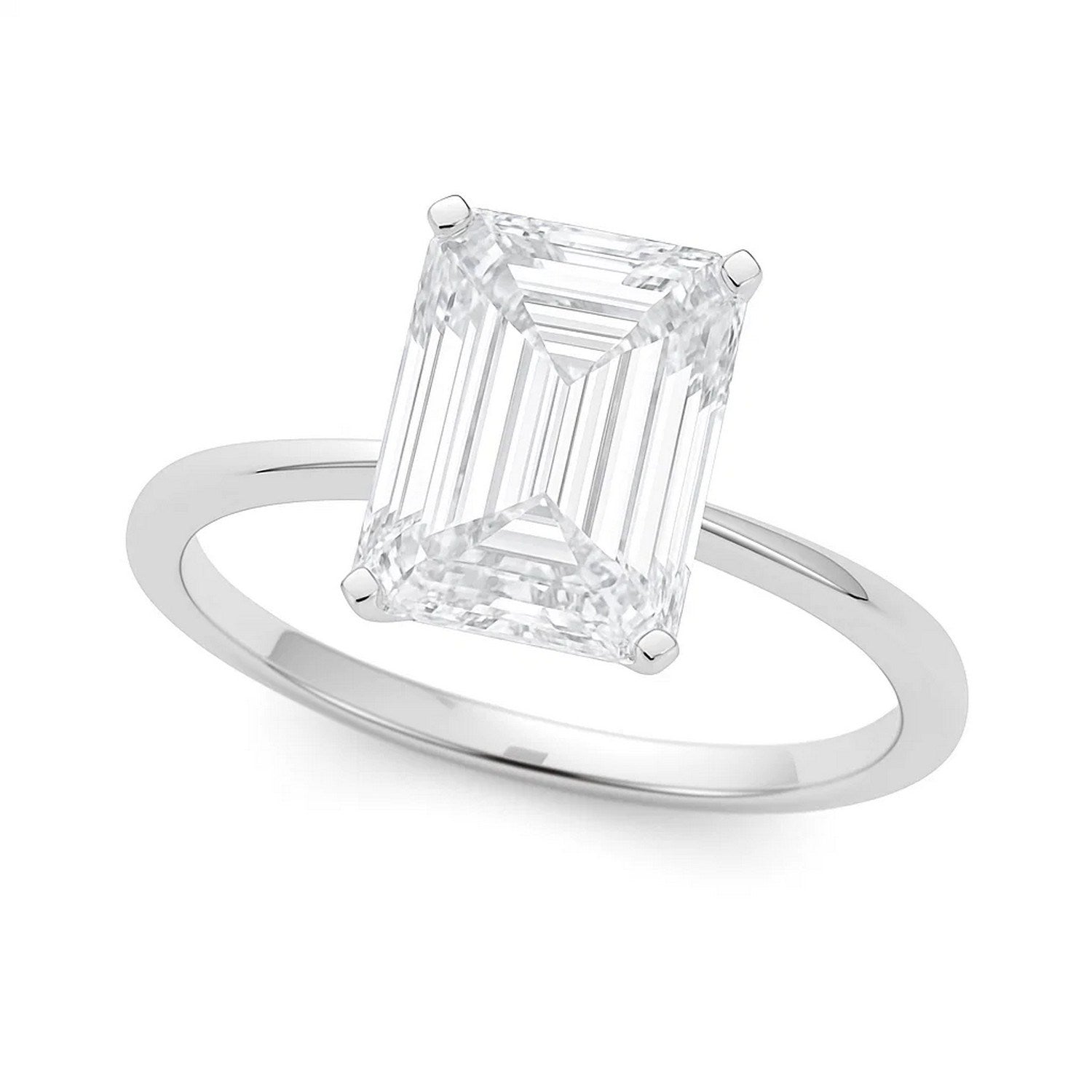 5 Carat Radiant Lab Grown IGI G/VS1 Diamond Solitaire Ring in 10K White Gold