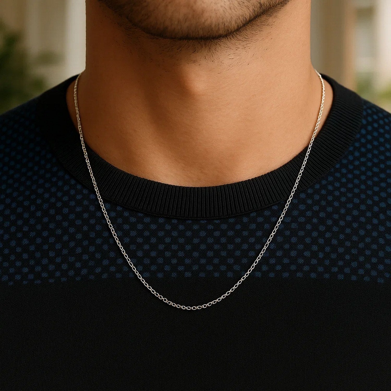 14k White Gold Diamond Cut Rolo Chain (1.10 mm)