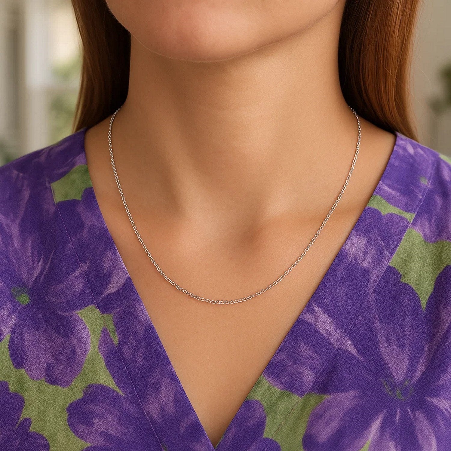 14k White Gold Diamond Cut Rolo Chain (1.10 mm)