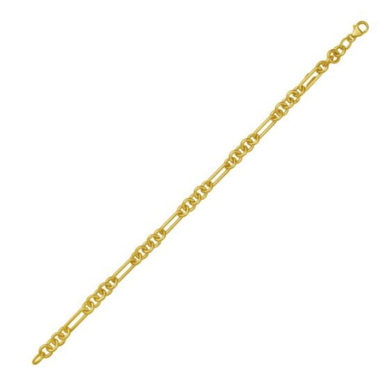 14K Yellow Gold Five And One Paperclip Link Chain Bracelet