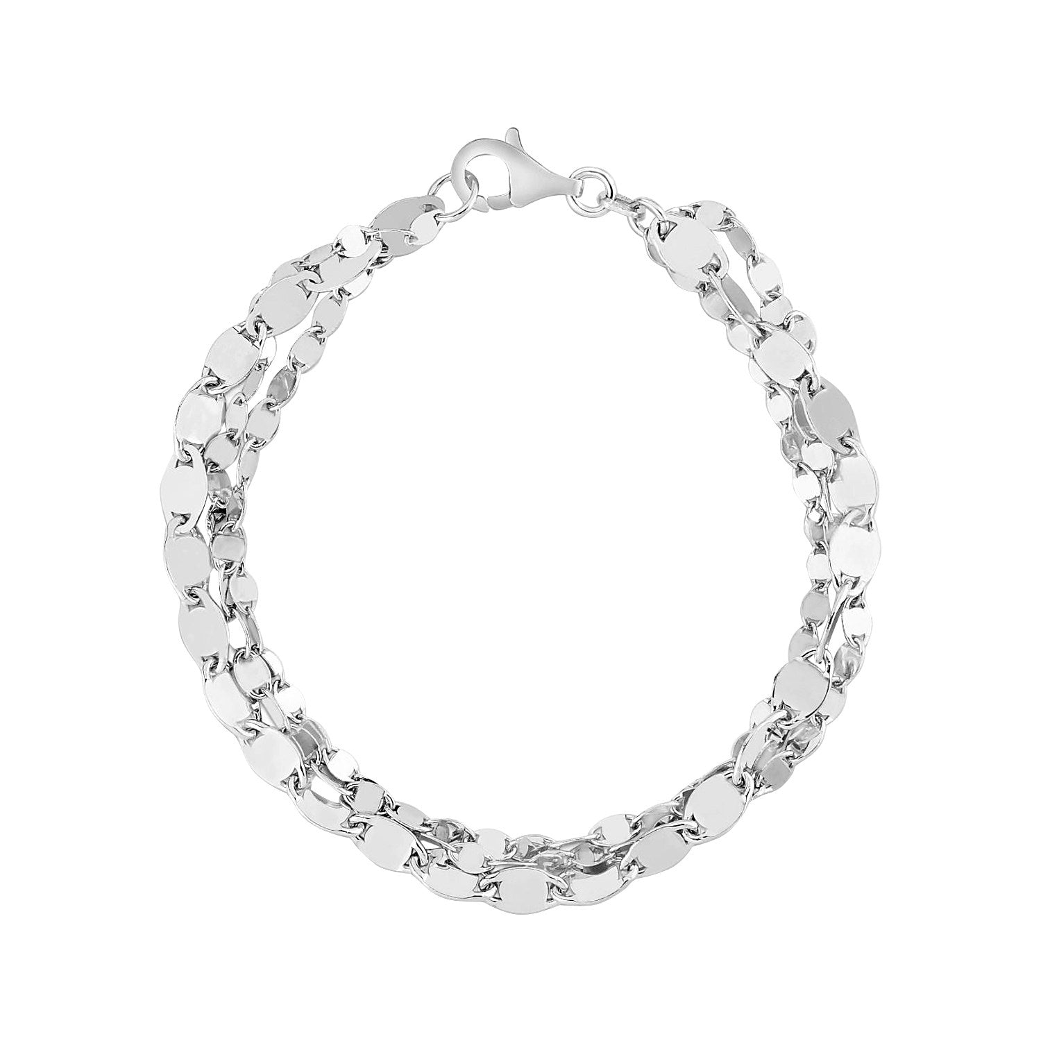 Sterling Silver Three Strand Marina Link Bracelet (4.50 mm)