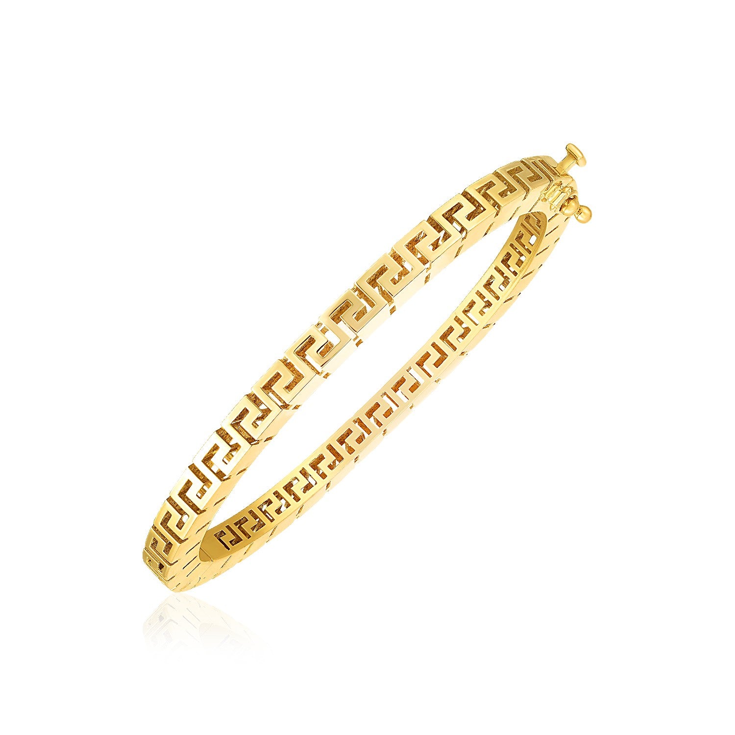 14k Yellow Gold High Polish Greek Key Bangle (4.80 mm)