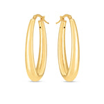 14k Yellow Gold Elongated Oval Hoops - Lindove