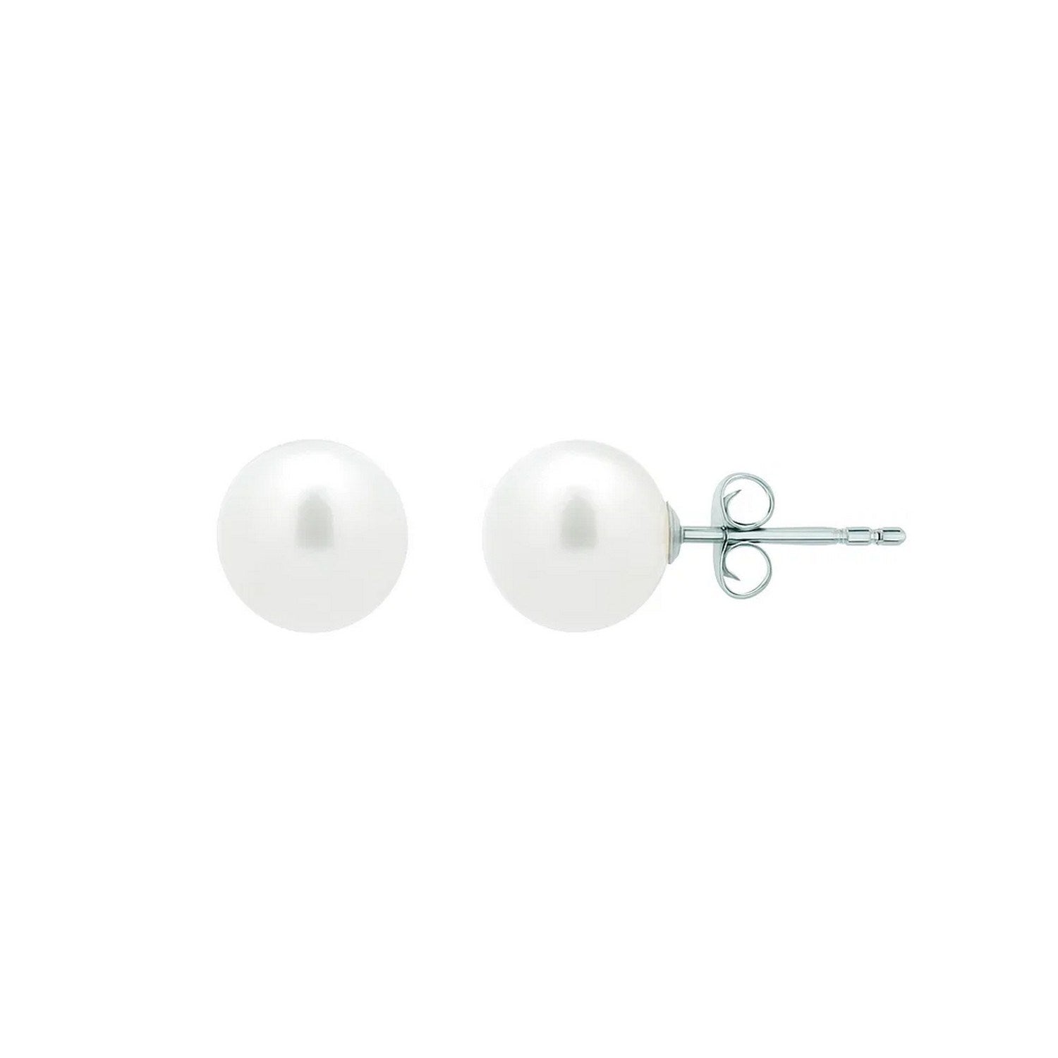 White Freshwater Cultured Pearl Stud Earrings in 14K White Gold (7.00 mm)