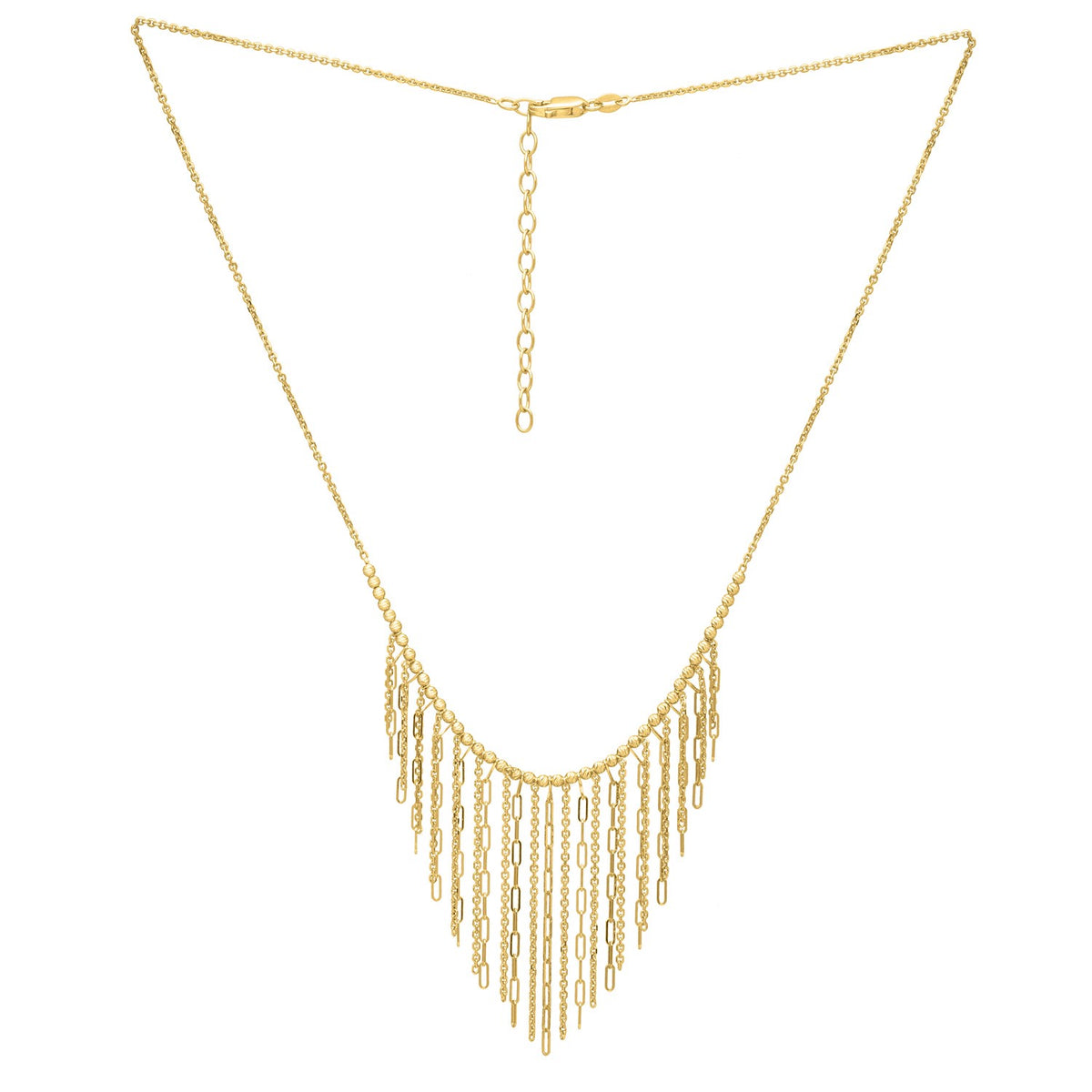 Graduated Fringe Necklace in 14K Yellow Gold - Lindove